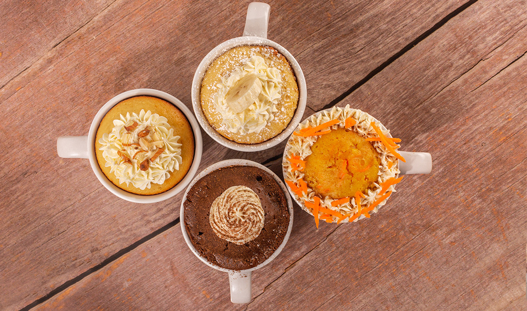 4 Pasteles en taza en microondas 4 Pasteles en taza en microondas