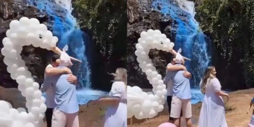 ¿Irresponsables? Pareja pinta cascada para revelar el género de su bebé