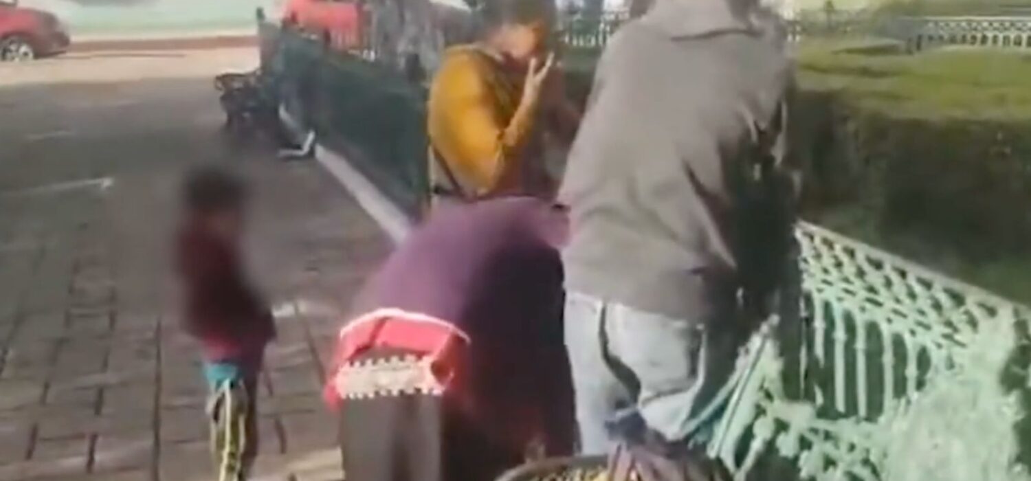 mujer tiene a su hijo en parque