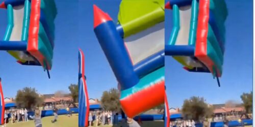 Castillo inflable “vuela” en feria escolar y deja a dos niños heridos